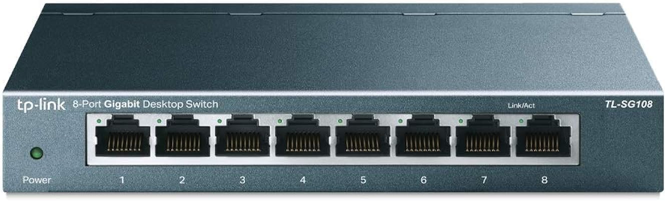 TP-Link TL-SG108 8 Port Gigabit Unmanaged Ethernet Network Switch, Ethernet Splitter Plug & Play Fanless Metal Design