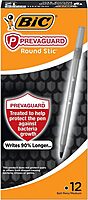BIC PrevaGuard Round Stic Ballpoint Pen With Built-in Protection To Suppress Bacteria Growth, Medium Point (1.0 mm), Black, 12-Count