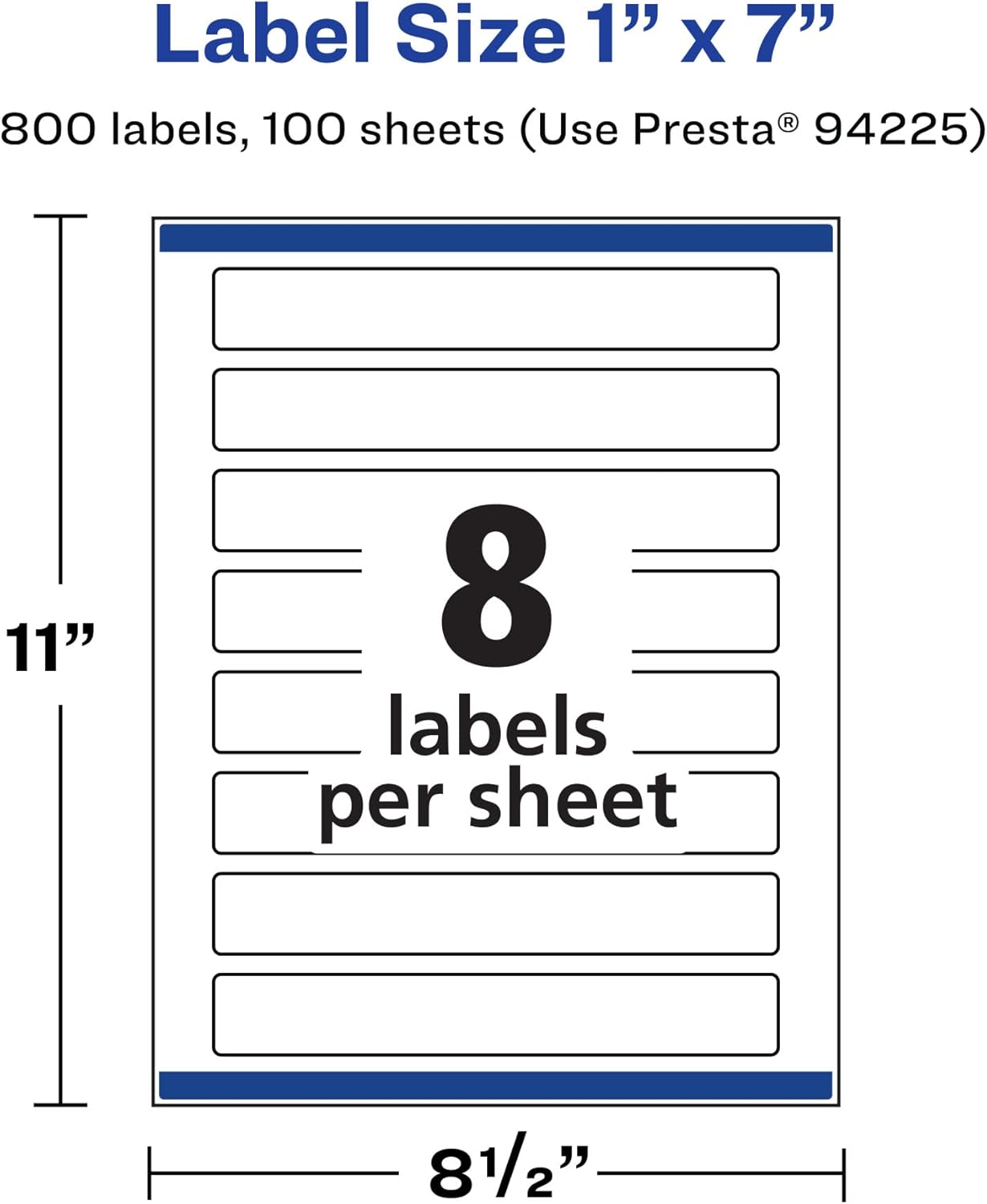 AVERY Matte White Rectangle Labels, Sure Feed Technology, 1" x 7"