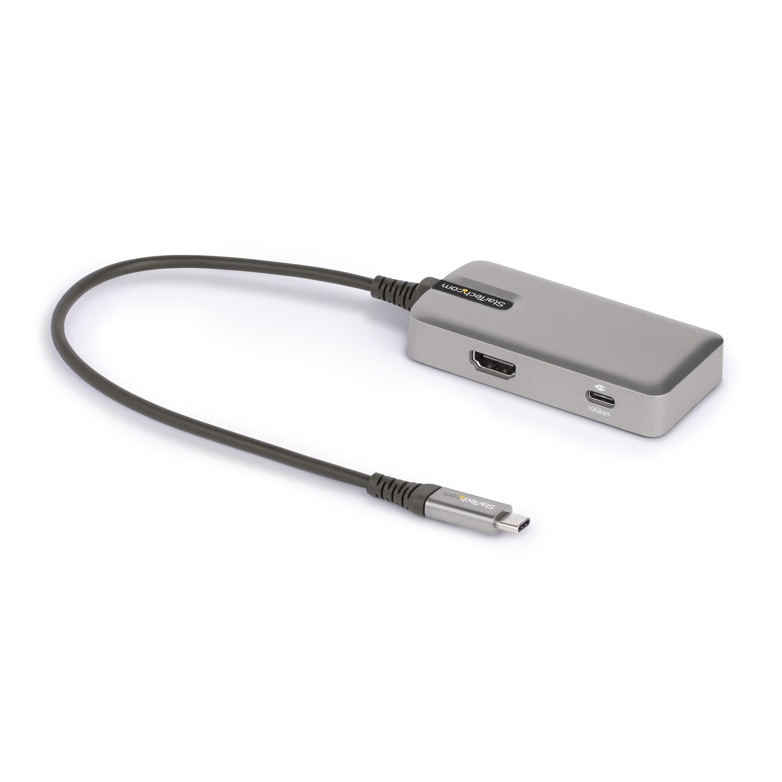 StarTech.com USB C Multiport Adapter - USB-C to 4K 60Hz HDMI 2.0, 100W Power Delivery Pass-Through - 3-Port 10Gbps USB Hub