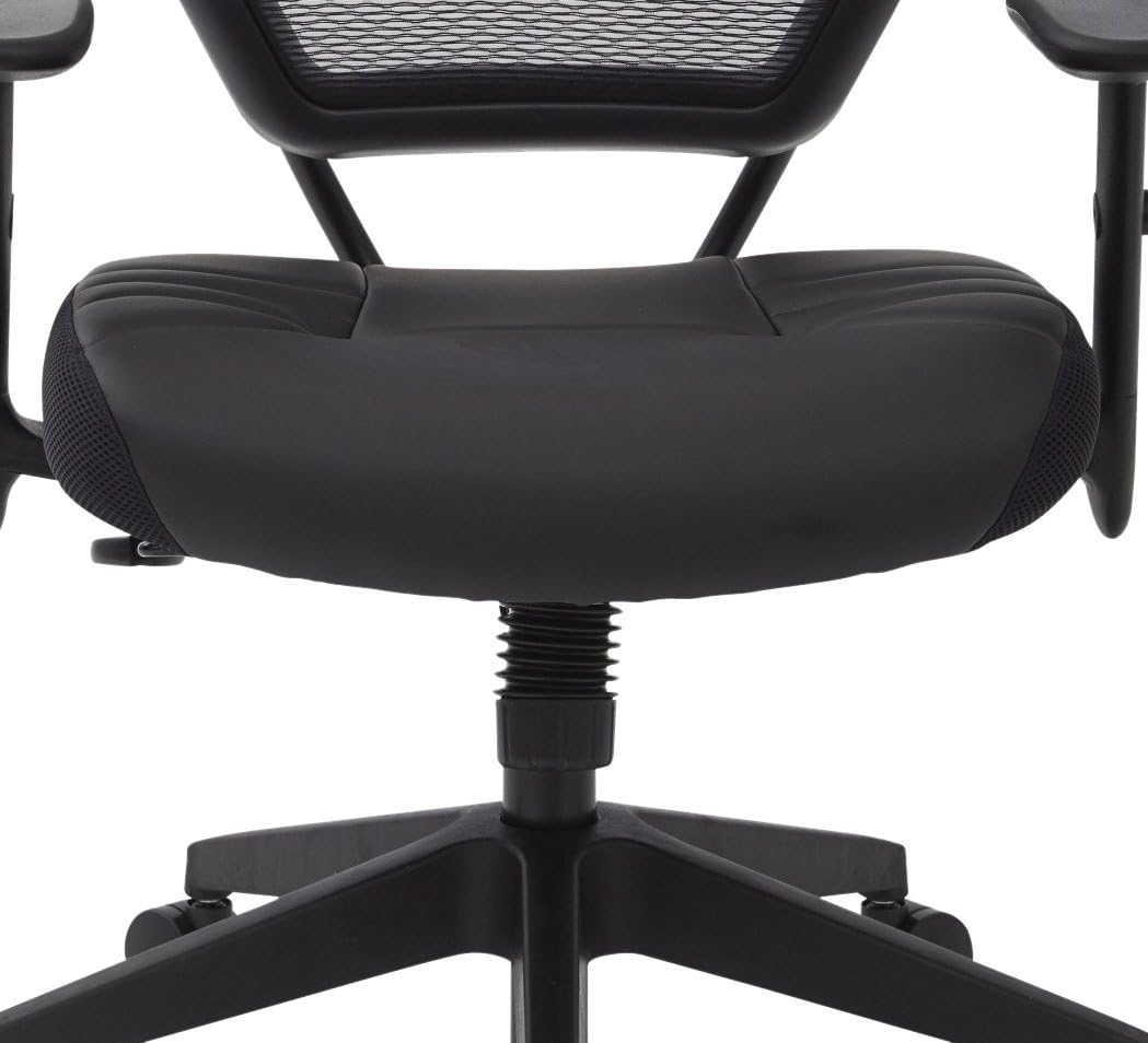 SPACE Seating Professional AirGrid Dark Back and Padded Black Eco Leather Seat, 2-to-1 Synchro Tilt Control