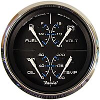 Faria 33751 Chesapeake Stainless Steel Multifunction Fuel Level/Oil PSI (80 PSI)/Water Temp (100-250°F)/Voltmeter (10-16