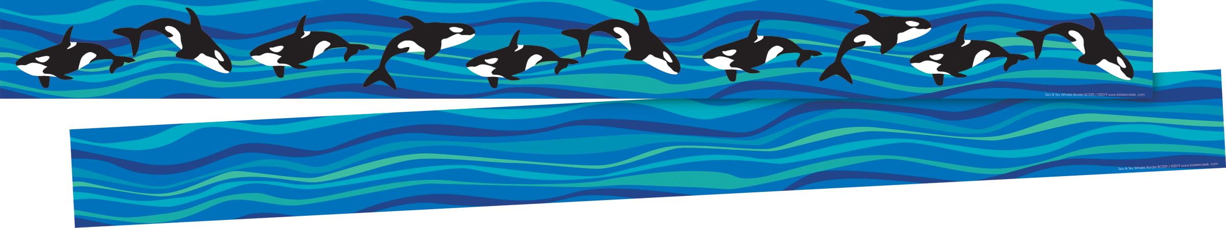 Barker Creek Double-Sided Border, Sea & Sky Whales, Trim Out Bulletin Boards and Create Colorful Displays with 70' of