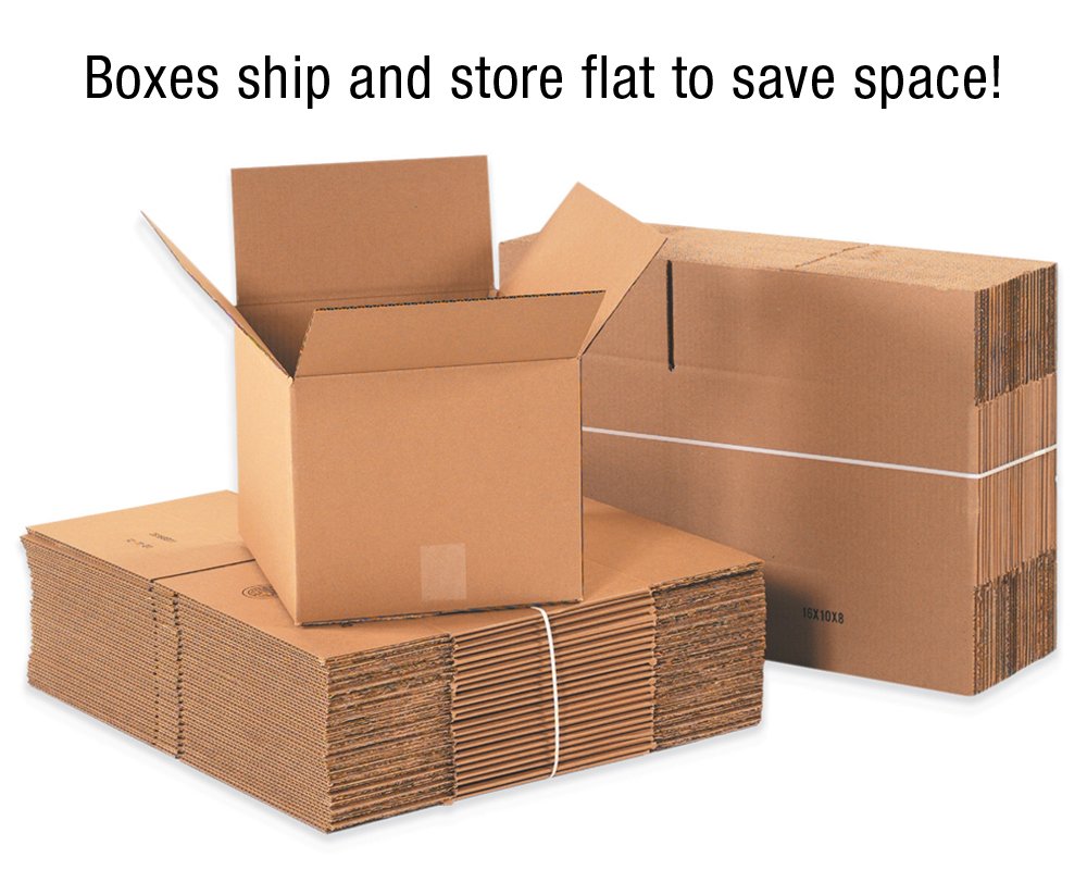 BOX USA 25 Pack of Heavy-Duty Corrugated Cardboard Boxes, 16" L x 14" W x 10" H, Kraft, Shipping, Packing and Moving