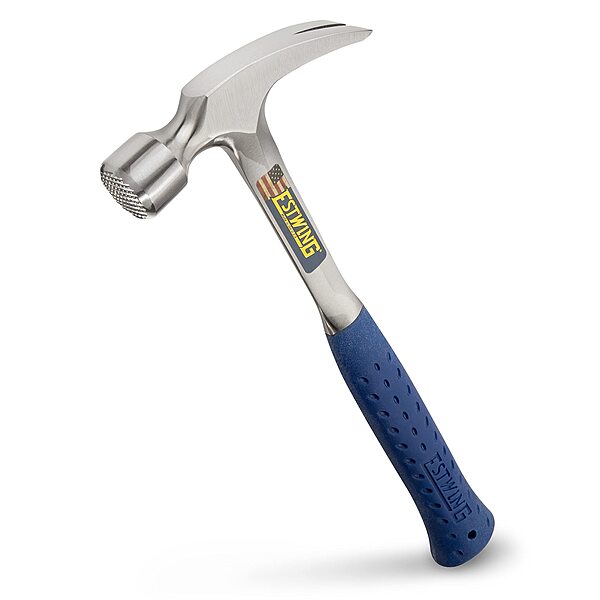 ESTWING Framing Hammer - 22 oz Straight Rip Claw with Milled Face & Shock Reduction Grip - E3-22SMR Milled Face 22 oz