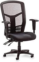 Lorell ErgoMesh High-Back Executive Office Chair - Adjustable Seat & Back Angles, Customizable Arm Height & Width, Breathable Mesh Design, Ergonomic Support, 5-Year Limited Warranty Black