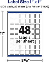 AVERY Matte White Removable Square Labels, Sure Feed Technology, Print-to-the-Edge, 1" x 1"