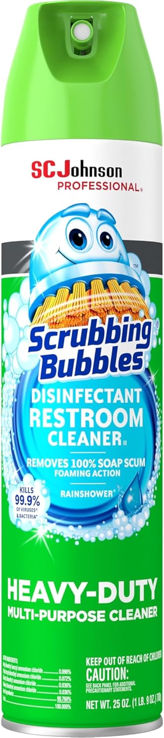 Scrubbing Bubbles Disinfectant Restroom Cleaner Ii, Rain Shower Scent, 25 Oz Aerosol Spray 1 Count (Pack of 1)