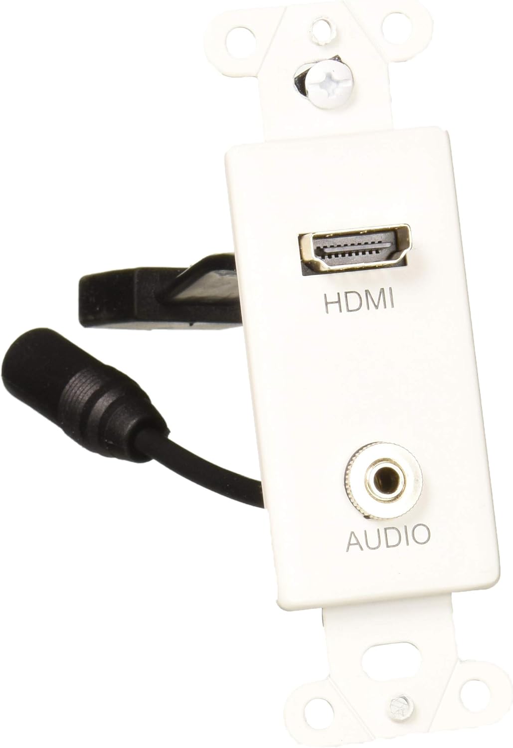 Legrand - C2G HDMI Wall Plate, HDMI Pigtail Single Gang Wall Plate, White HDMI Wallplate, 3.5mm Single Gang Wallplate