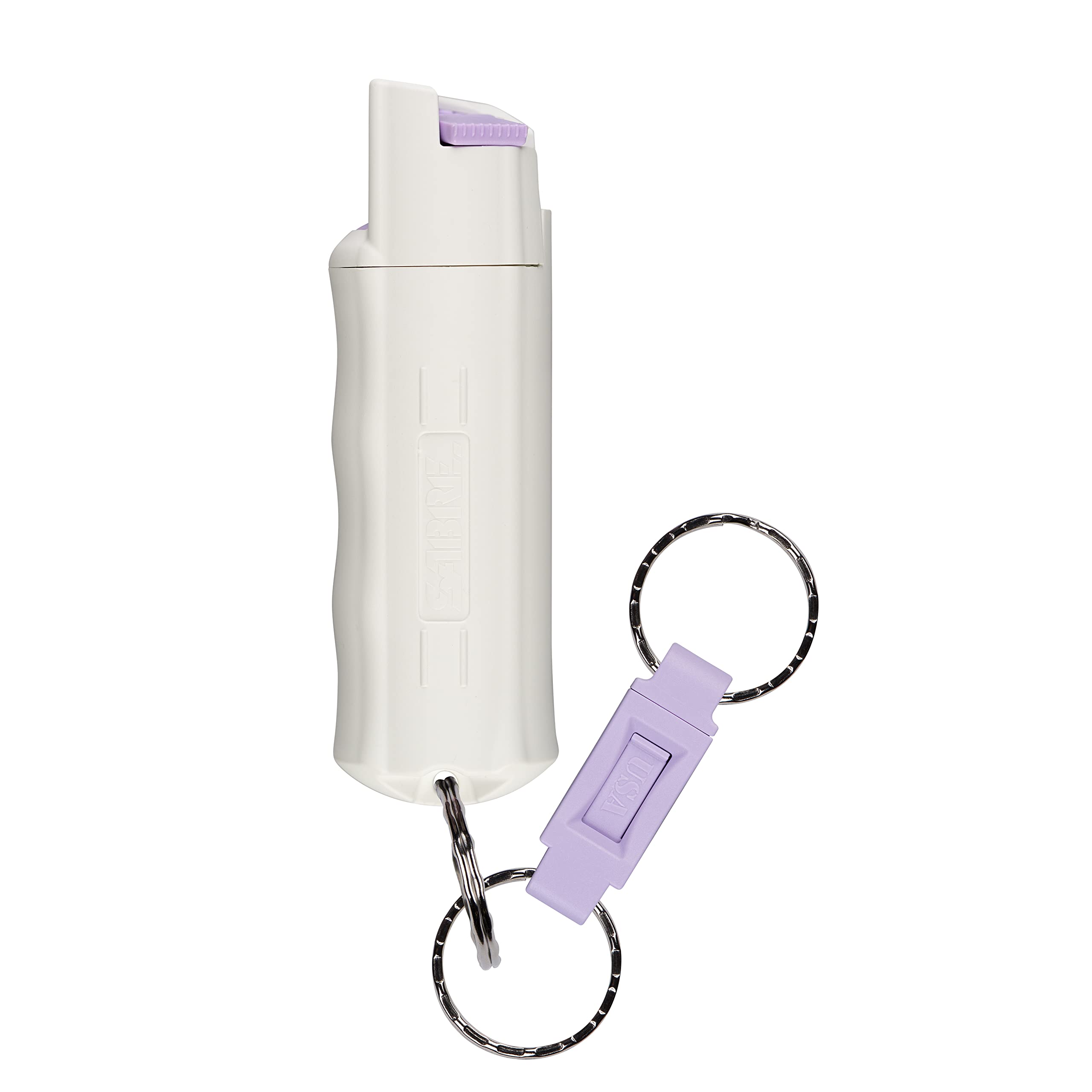 SABRE Pepper Spray Quick-Release Keychain with Finger Grip, Police-Strength OC