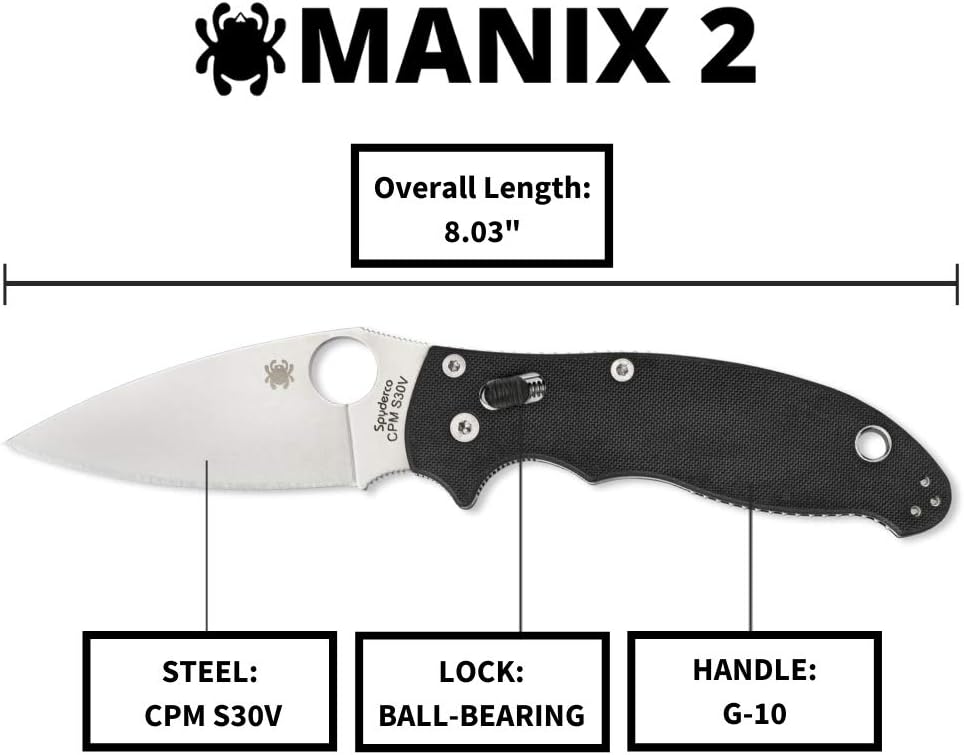 Spyderco Manix 2 Folding Knife with Ball Bearing Lock - PlainEdge
