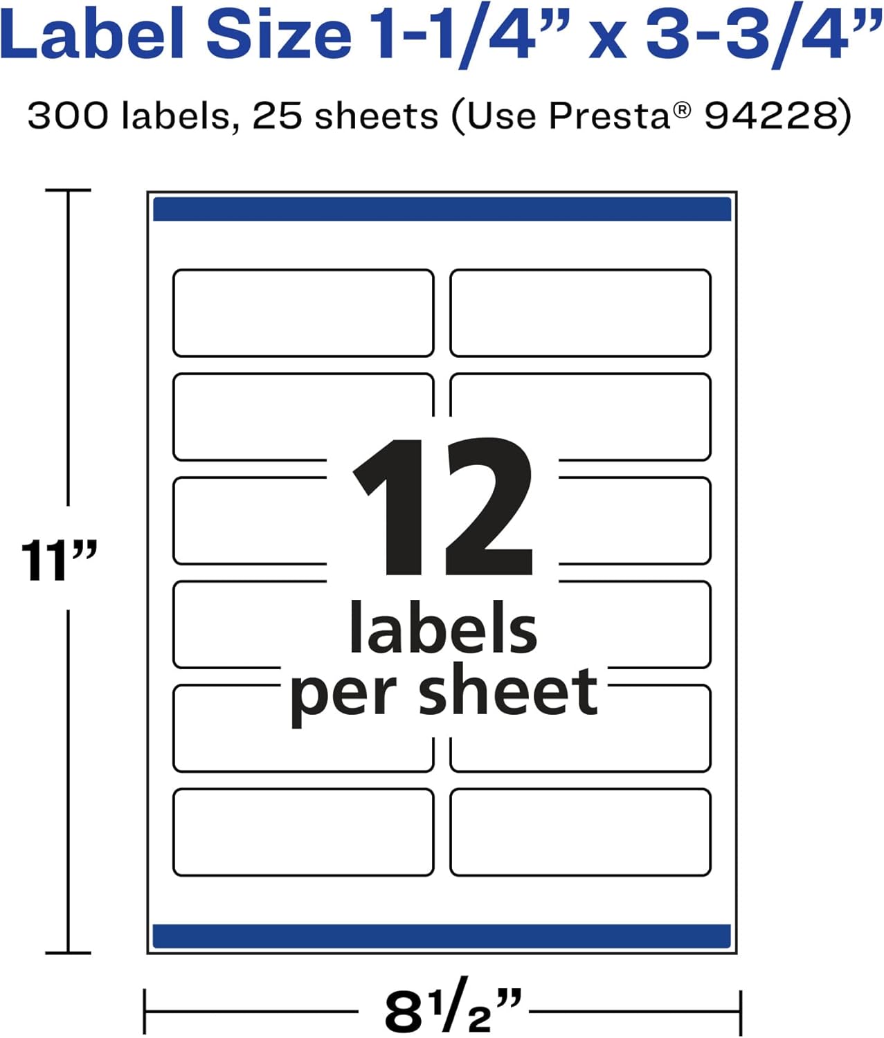 Avery Matte White Rectangle Labels, Sure Feed Technology, 1.25" x 3.75"