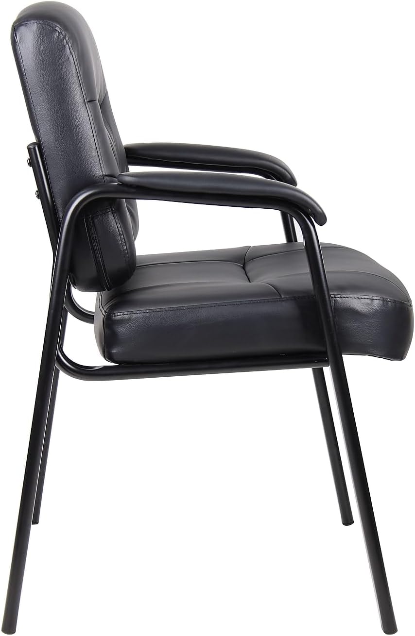 Boss Office Products Executive Mid Back LeatherPlus Guest Chair in Black