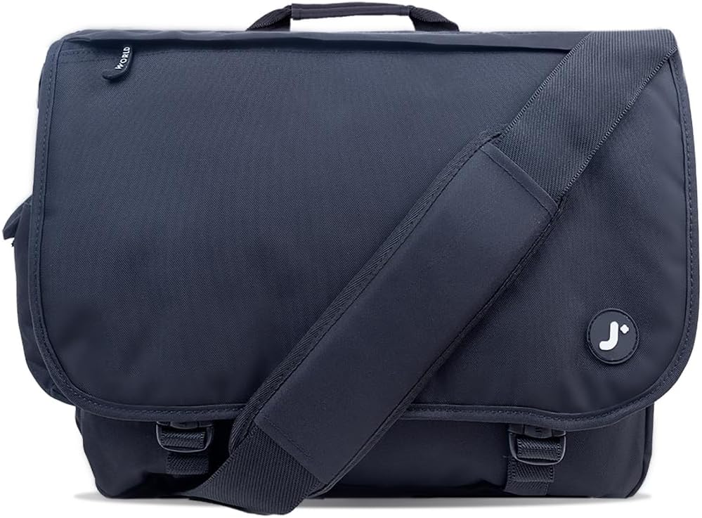 J World New York Thomas Laptop Messenger Bag for Women & Men. Kids Computer Bookbag Black