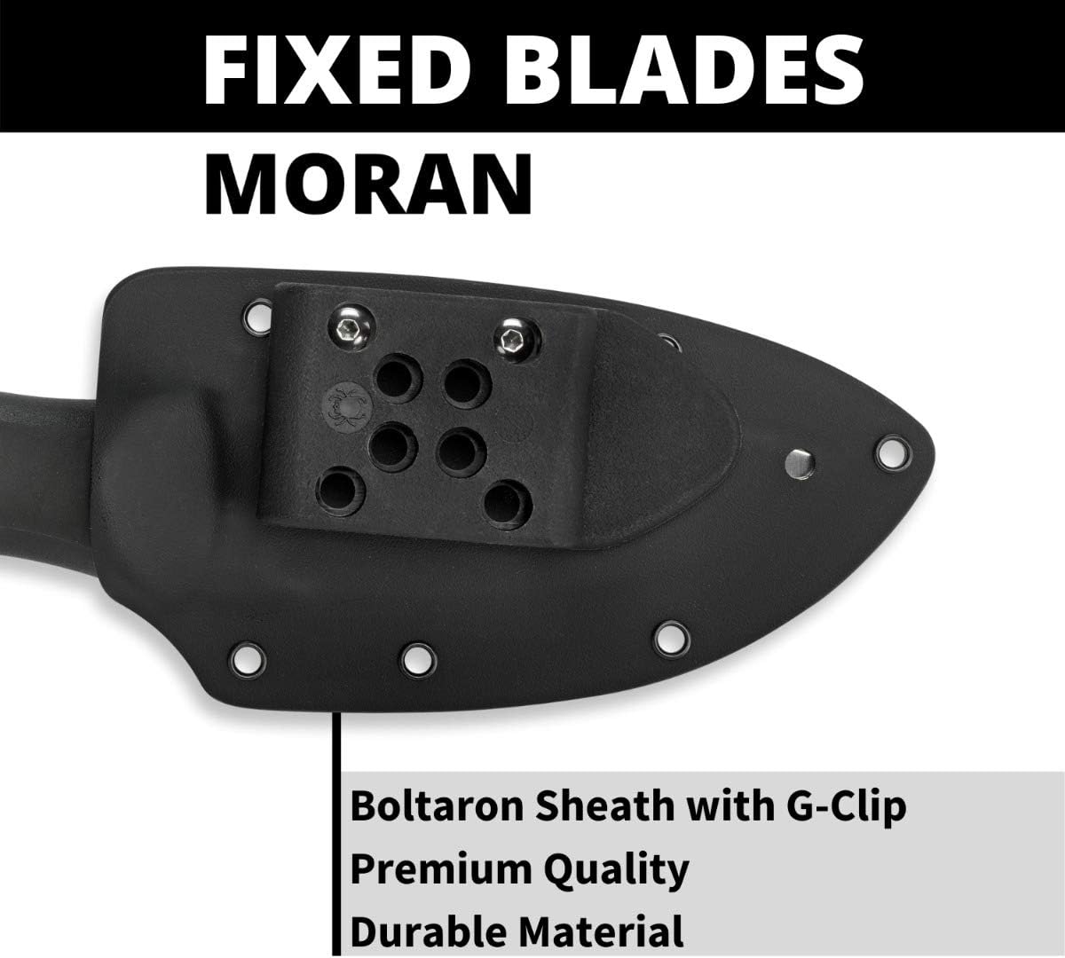 Spyderco Moran Drop Point Fixed Blade Knife with 3.92" VG-10 Stainless Steel Blade and Premium Custom-Molded Boltaron Sheath