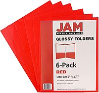 JAM PAPER Laminated Two-Pocket Glossy Presentation Folders - Letter Size