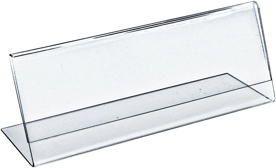 Azar Displays Acrylic Horizontal L-Shaped Sign Holders, 7inH x 11inW x 3inD, Clear, Pack Of 10 Holders