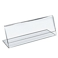 Azar Displays Acrylic Horizontal L-Shaped Sign Holders, 7inH x 11inW x 3inD, Clear, Pack Of 10 Holders