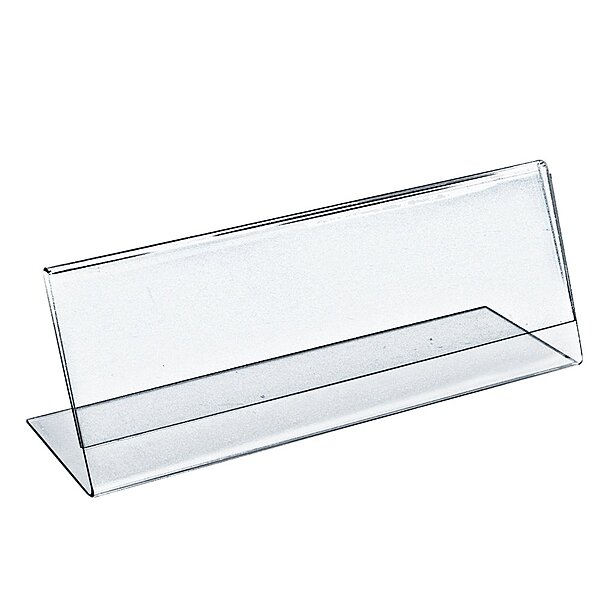 Azar Displays Acrylic Horizontal L-Shaped Sign Holders, 7inH x 11inW x 3inD, Clear, Pack Of 10 Holders