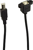 C2G USB Cable, USB Panel Mount, USB 2.0 Cable, USB B to B Cable, 2 Feet (0.60 Meters), Black, Cables to Go 28073