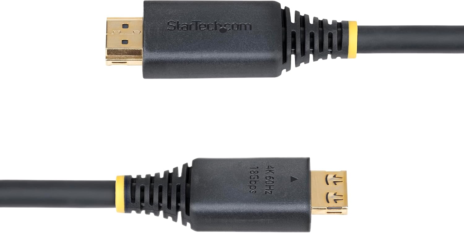 StarTech.com 15ft (4.5m) High Speed HDMI Cable with Gripping Connectors, 4K 60Hz/1440p 144Hz, 18Gbps, UHD HDMI 2.0 Cord
