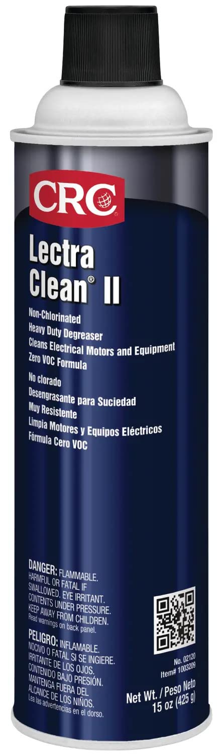 CRC-2120 Lectra Clean II Non-Chlorinated Heavy Duty Liquid Degreaser, 15 oz Aerosol Can, Clear 1 Pack 15 Ounce (Pack of 1)