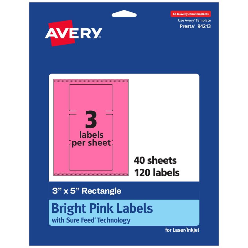 AVERY Printable Rectangle Labels, Sure Feed Technology, Print-to-The-Edge, Laser/Inkjet Printable