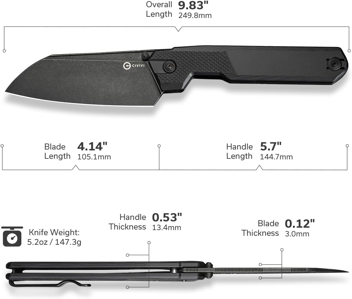 CIVIVI Hid Folding Pocket Knife 4.14in 14C28N Blade G10 Handle