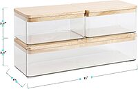 Martha Stewart Grady Stackable Plastic Storage Boxes with Lids, Set of 3