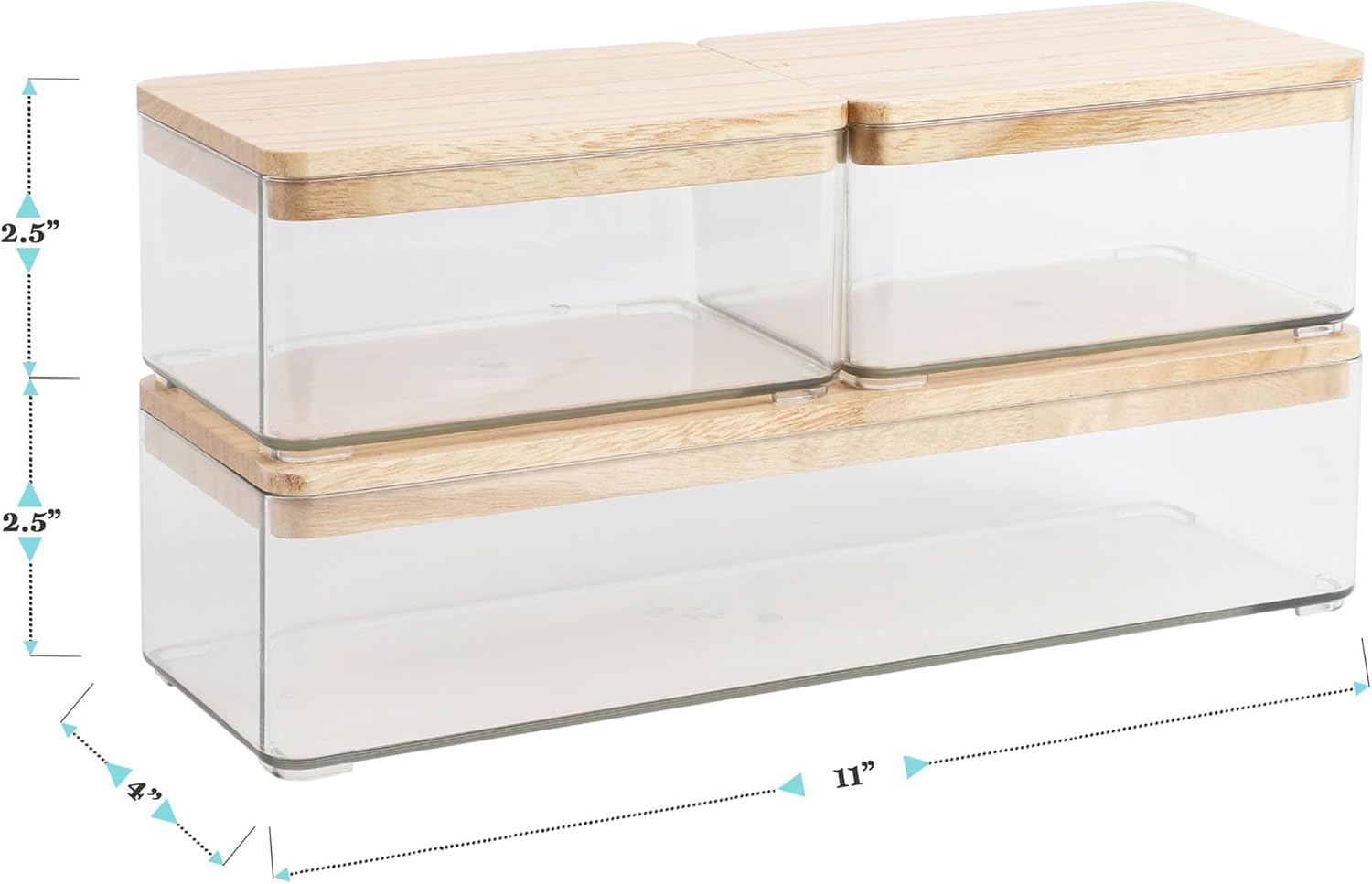 Martha Stewart Grady Stackable Plastic Storage Boxes with Lids, Set of 3