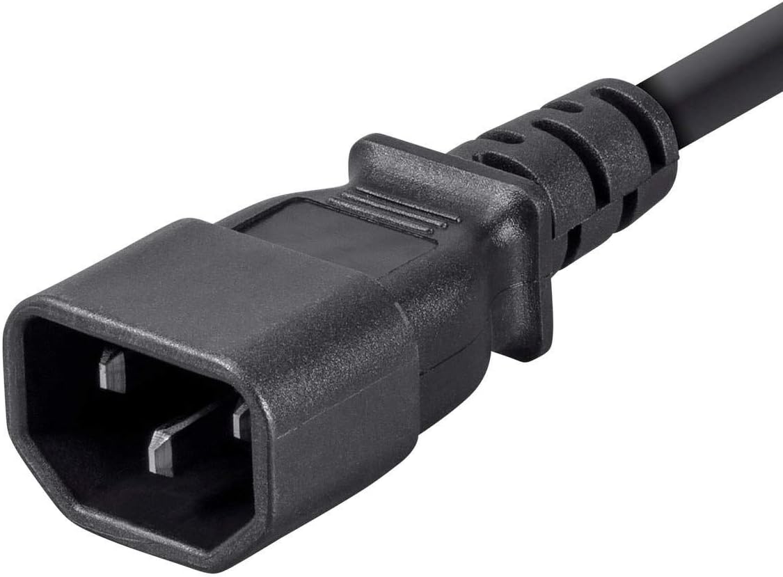 Monoprice Extension Cord - IEC 60320 C14 to IEC 60320 C13, 10 Amp, 1250 Watt, 3-Prong, SVT, 18AWG, 3 Feet, Black (1 Pack)