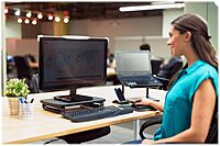 Kensington Monitor Stand Plus w/ SmartFit System, Supports 80 lbs, 16 x 11.5 x 6 in, Black/Gray