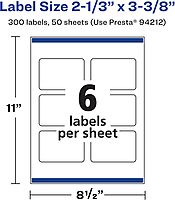 AVERY Durable Waterproof Rectangle Labels, Sure Feed Technology, 2-1/3" x 3-3/8"