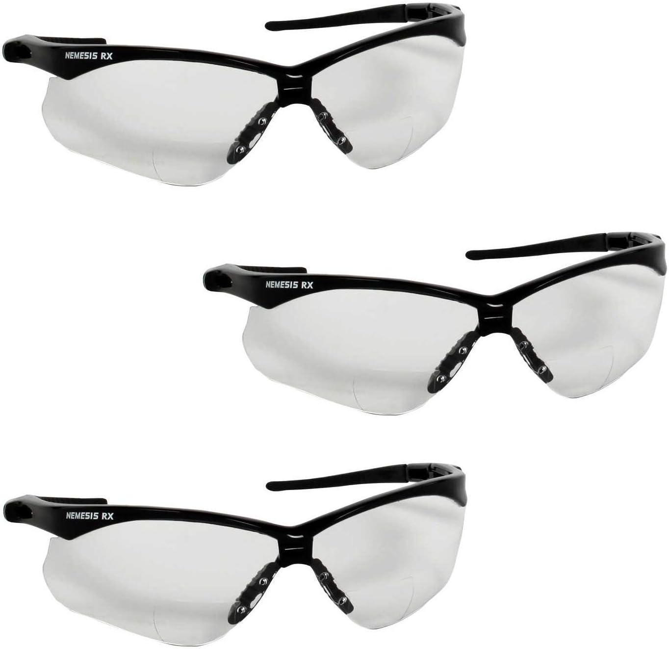 Jackson Safety V60 Nemesis RX Safety Eyewear 28618, Clear +1.0 Lens Bifocal (3 Pair)