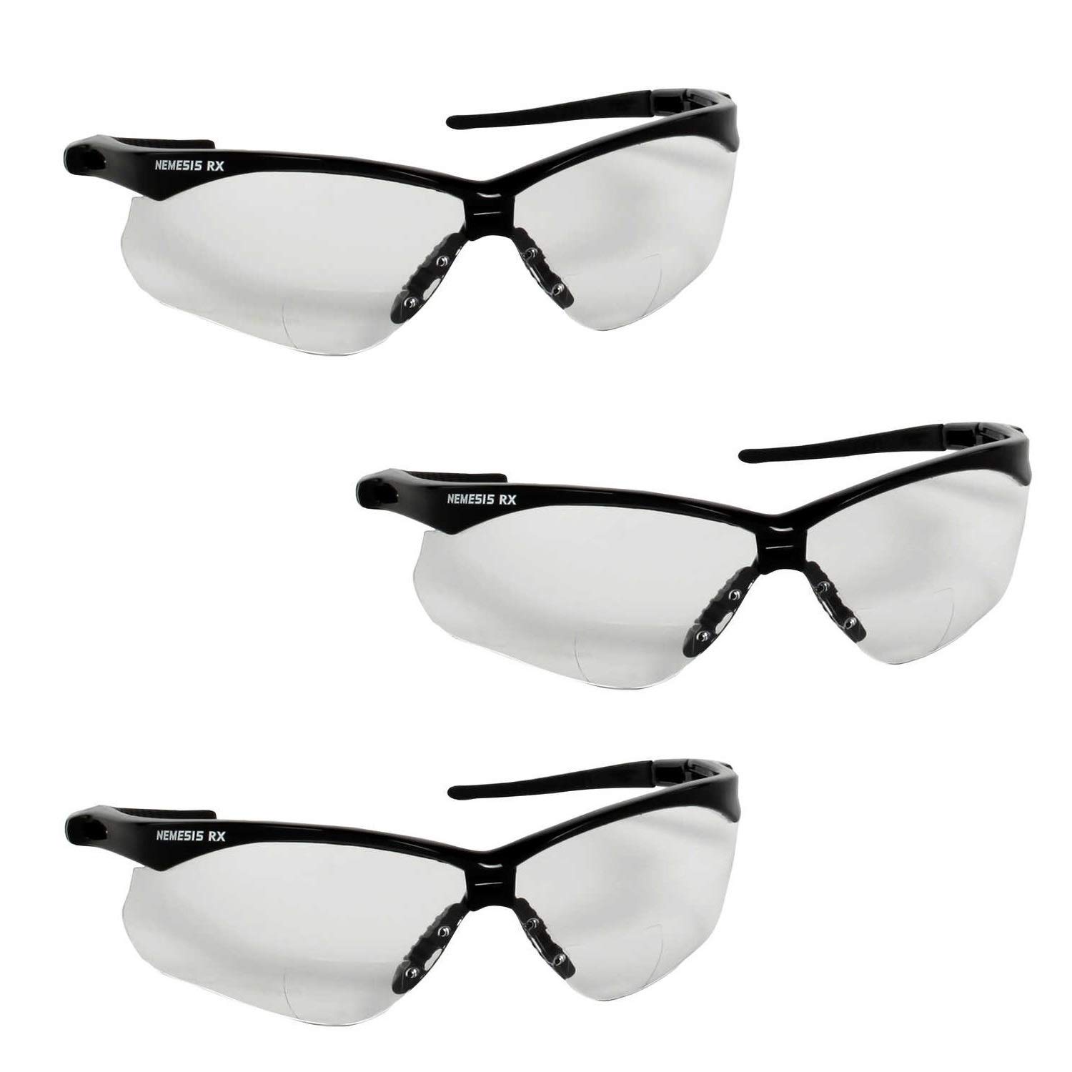 Jackson Safety V60 Nemesis RX Safety Eyewear 28618, Clear +1.0 Lens Bifocal (3 Pair)