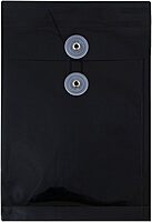 JAM PAPER Open-End Plastic Envelopes, Button & String