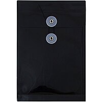 JAM PAPER Open-End Plastic Envelopes, Button & String