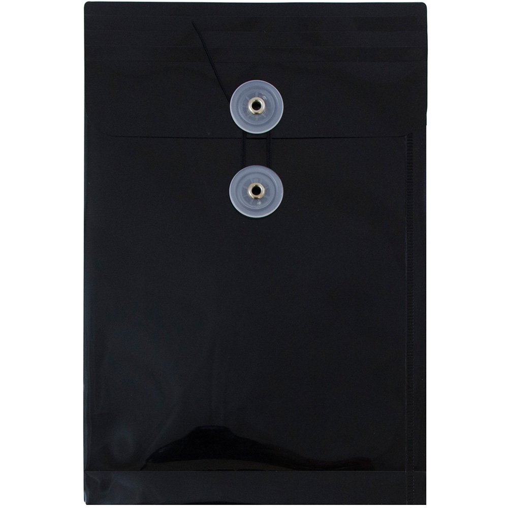JAM PAPER Open-End Plastic Envelopes, Button & String