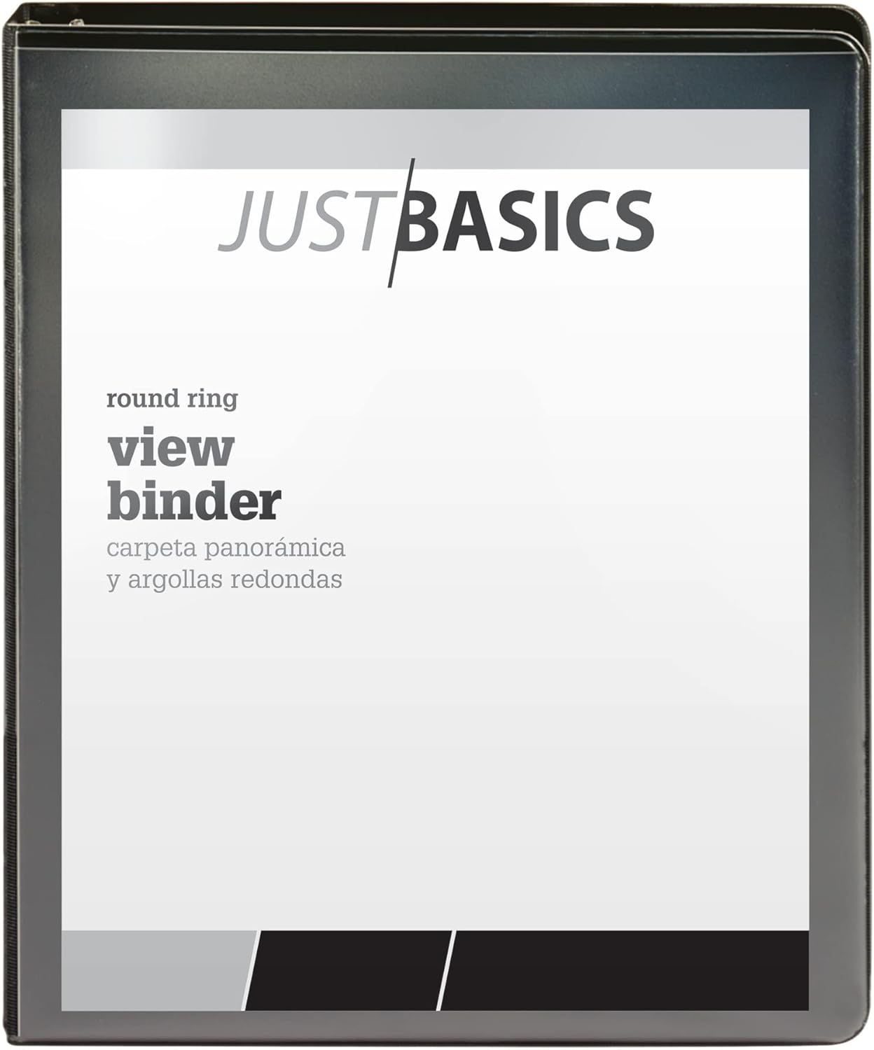 Just Basics Basic Round-Ring View Binder, 1/2" Rings, 61% Recycled, Black