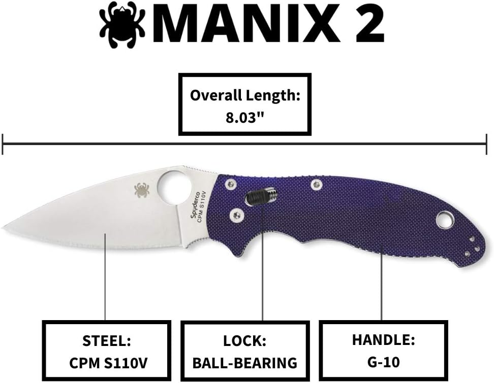 Spyderco Manix 2 Folding Knife with Ball Bearing Lock - PlainEdge