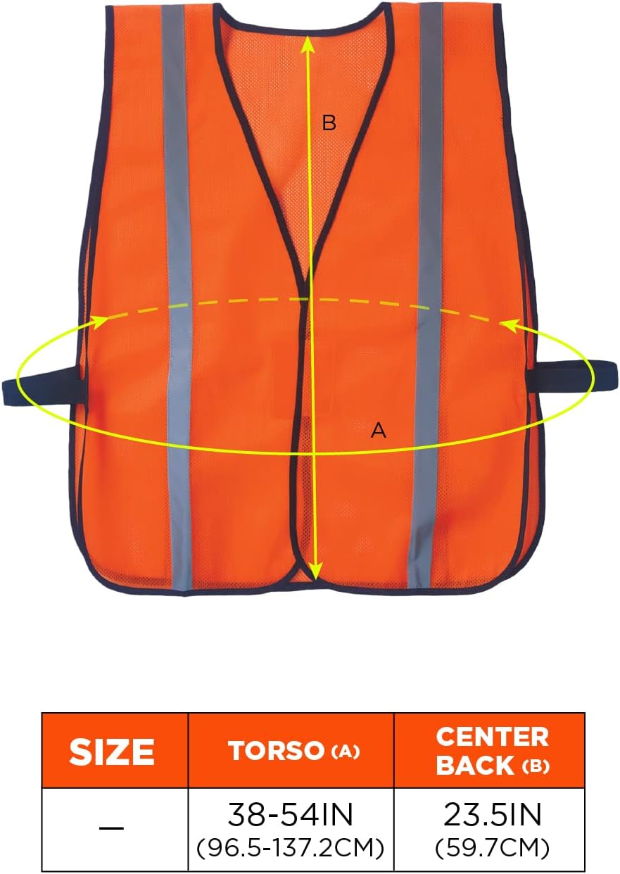 Ergodyne GloWear 8020HL Non-Certified Reflective High Visibility Vest, One Size Orange Non-certified Standard Vest