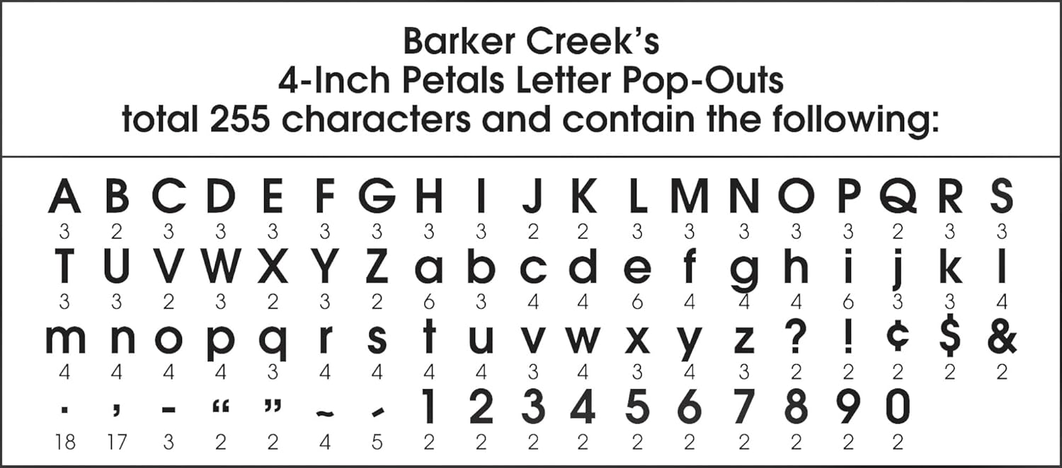 BARKER CREEK Letter Pop-Outs, 4" Multicolor Designer Letters for Bulletin Boards, Posters and Displays