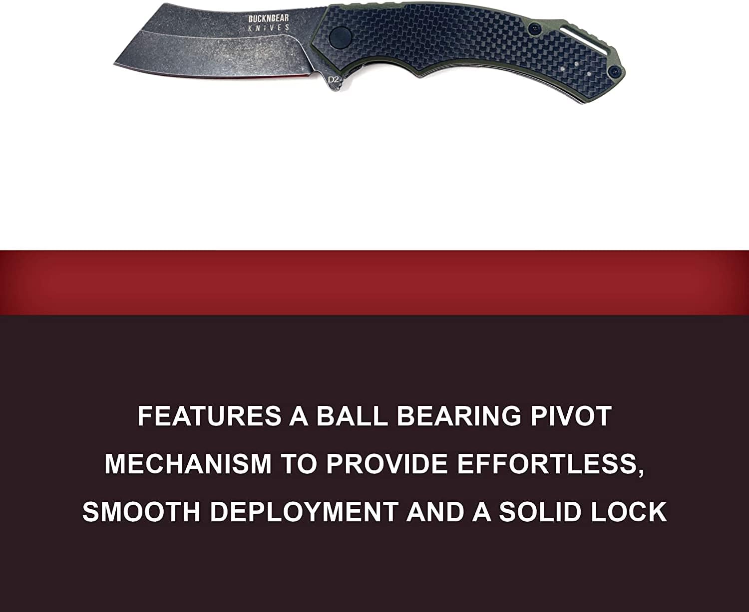 BucknBear EDC Cleaver Pocket Knife, 3.6 Inch Blade, Carbon Fiber Handle