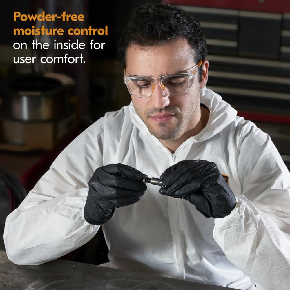 G10 Kraken Grip Nitrile Gloves, Powder-Free, Medium, 6 mil Thick, 9.5" Long, Black, 100/Box, 10 Boxes/Carton