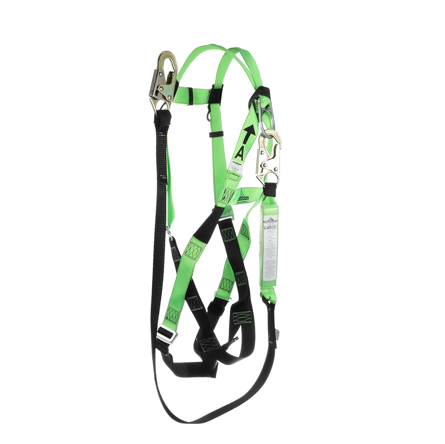 PeakWorks Safety Harness Fall Protection Lanyard Kit – Full Body, Industrial, ANSI Compliant, Adjustable, Hi Vis, 6 FT