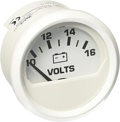 Faria Dress White 2" Voltmeter (10-16 VDC)