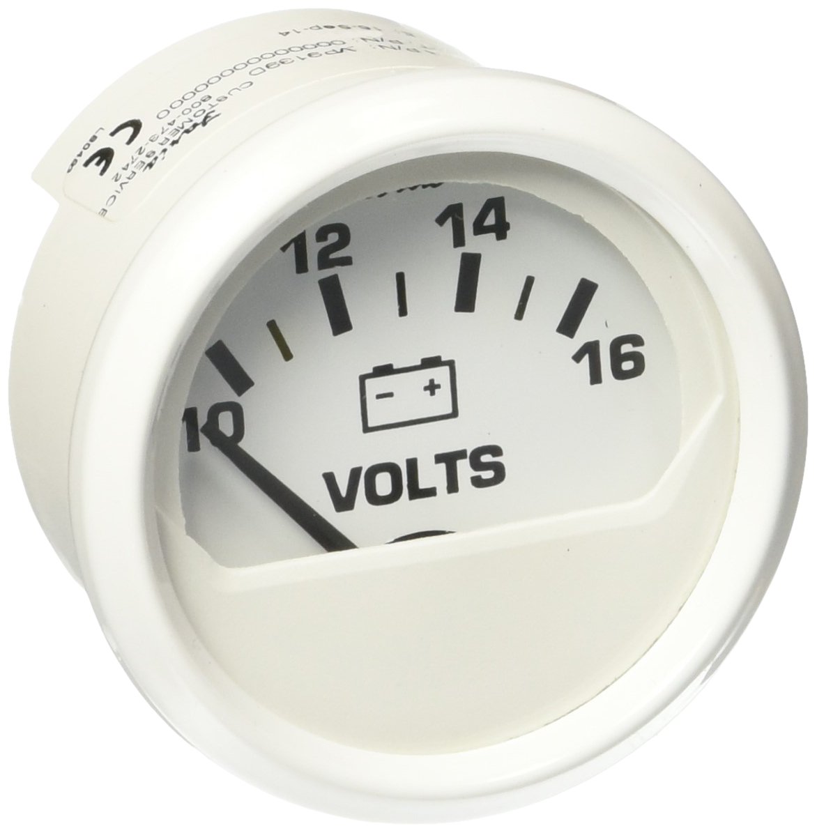 Faria Dress White 2" Voltmeter (10-16 VDC)