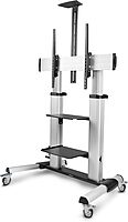 StarTech.com Rolling TV Cart/Stand On Wheels, Up to 100-inch/220lb Flat Screens, Hand Crank Height Adjustable Mobile Trolley