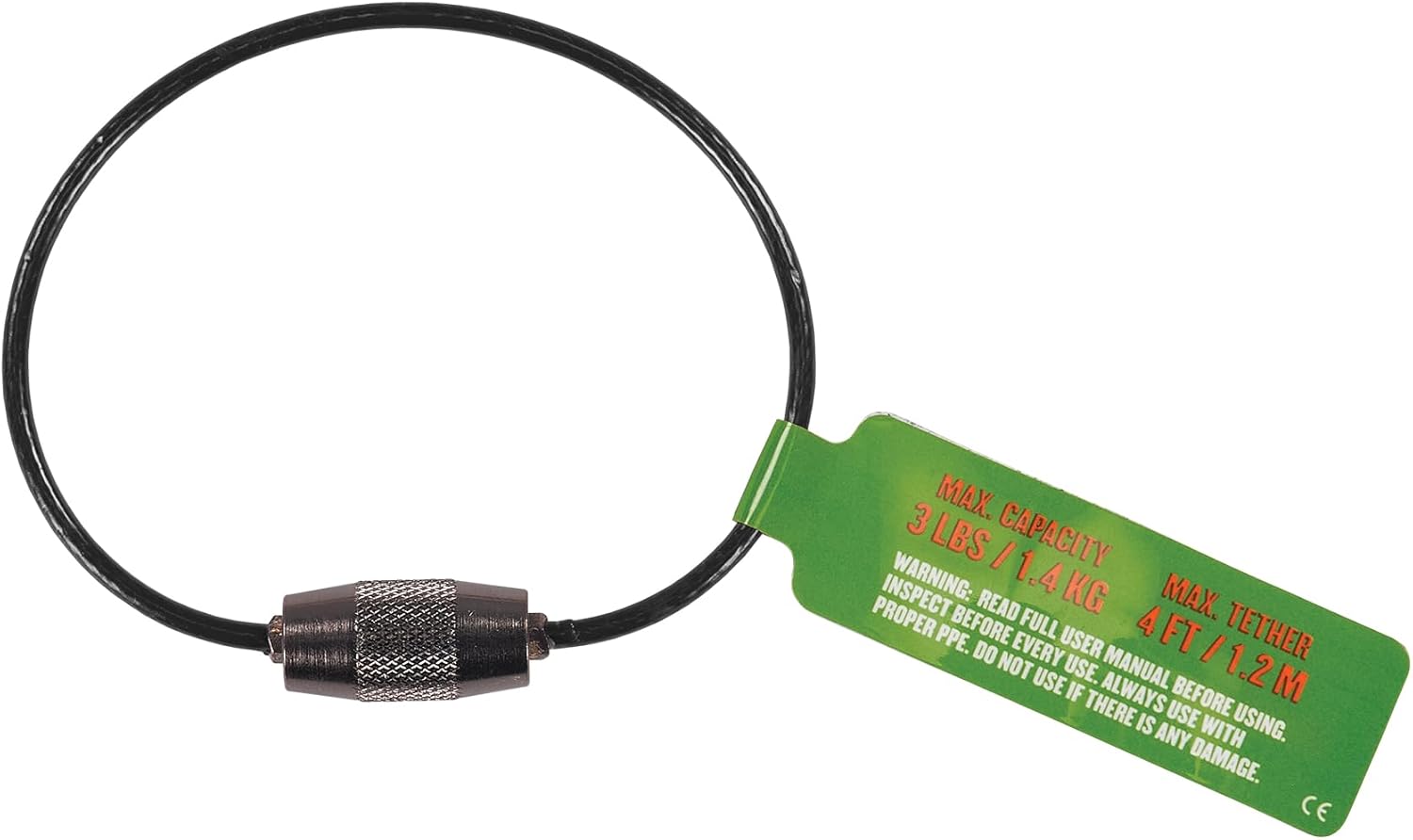 Ergodyne Squids 3708 Wire Cable Loop Tool Tethering Attachment, Screw Gate Opening, Weight Rating 3lbs, 6-Pack