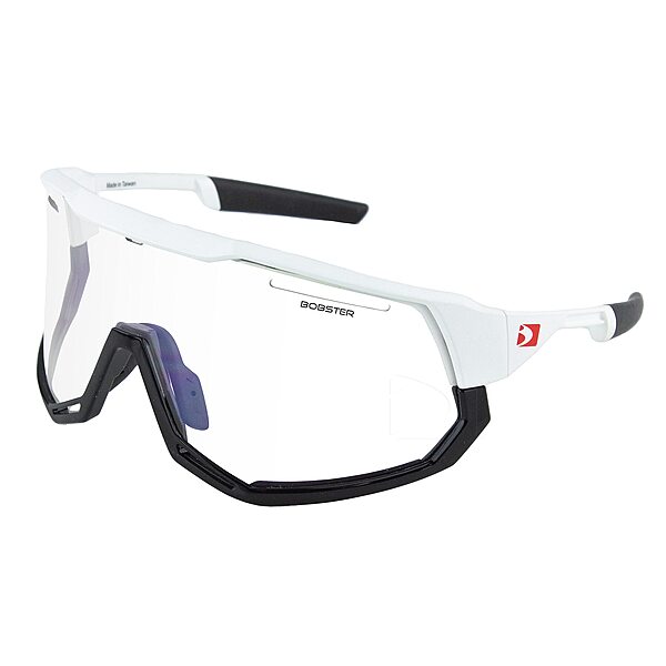 Bobster® Freewheel Cycling Sunglass, Matte White/Gloss Black Frame, Smoke Black Red Revo, Yellow & Clear Lens
